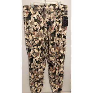 Zac And Rachel Size L Floral Brushed Nickel Multicolor Women's Soft Joggers NWT